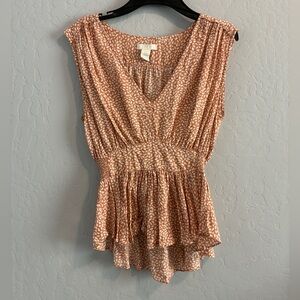 H&M Peach Leaf Print Blouse